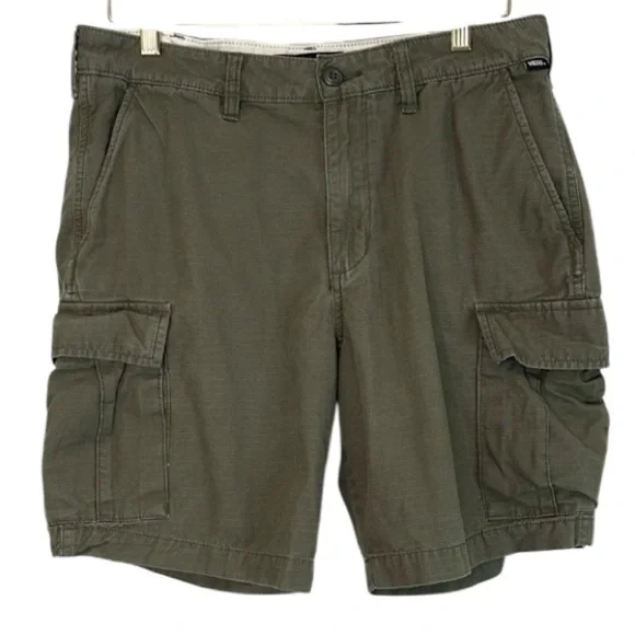 Vans Men's Olive Green Cargo Shorts Ripstop Cotton Utility Size 32 - Picture 2 of 10